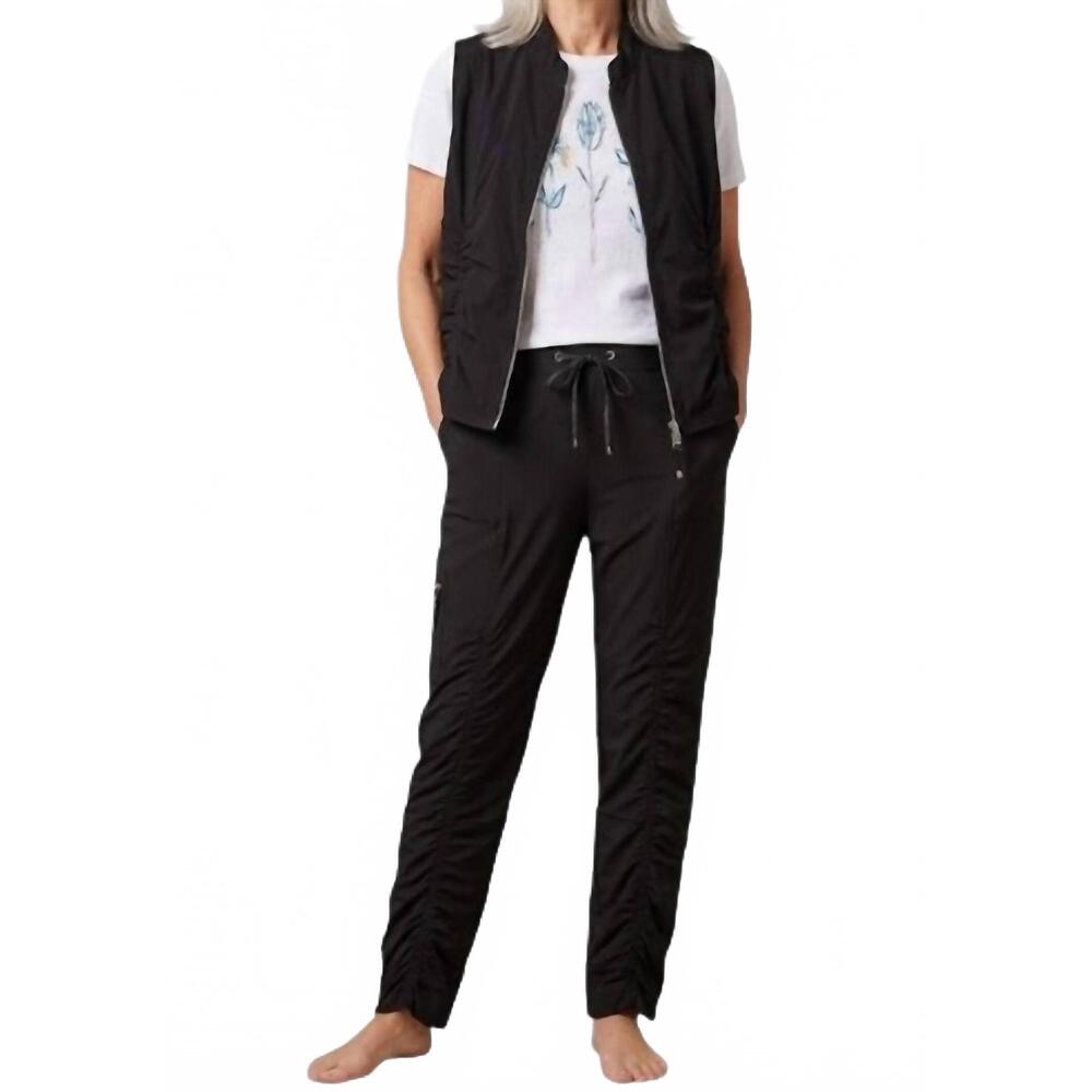 NEW MULTIPLES shirred ankle pant in black
